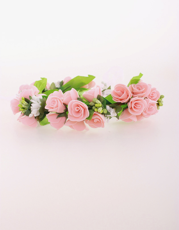 Rochelle Floral Crown in Peach Pink